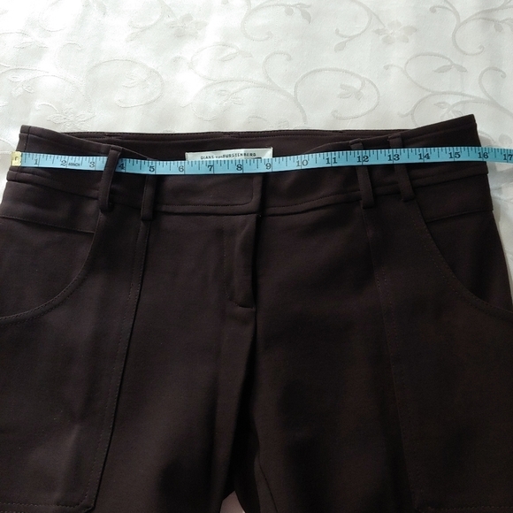Diane Von Furstenberg Ewan Chocolate Cropped Pants Size 8 - Picture 7 of 9